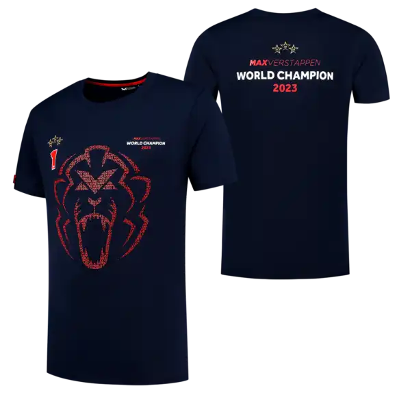Wereldkampioen 2023 T-Shirt – Max Verstappen – Donkerblauw – S | Verstappen.com