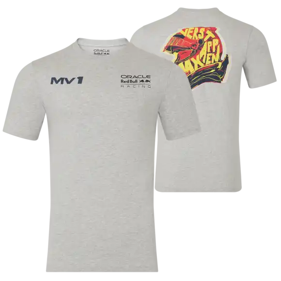 Max Verstappen T-shirt – M – Red Bull Racing T-Shirt Grijs Max Helmet | Verstappen.com