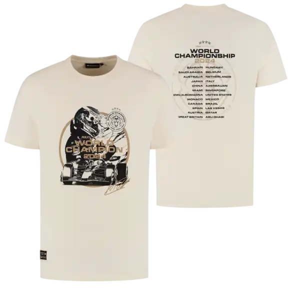 Wereldkampioen 2024 T-shirt – Off White – Max Verstappen – Wit – XXXL | Verstappen.com