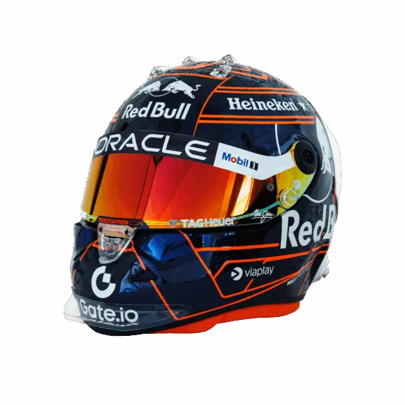 1:4 – Orange Lion Helm 2025 – Max Verstappen – Schaalmodel – Red Bull Racing | Verstappen.com