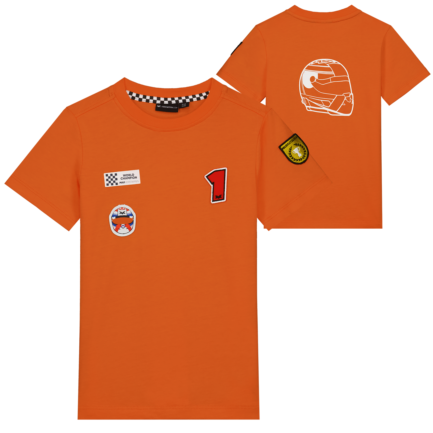 MV Kids – T-shirt Badges – Oranje – 98-104 – Max Verstappen
