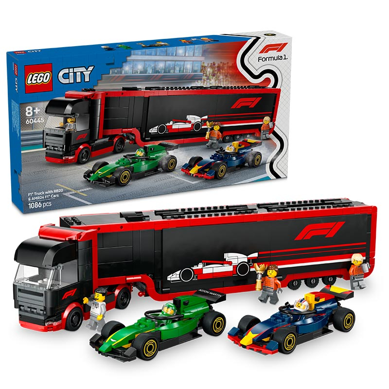 LEGO City – F1 Truck with RB20 & AMR24 F1 Cars 60445